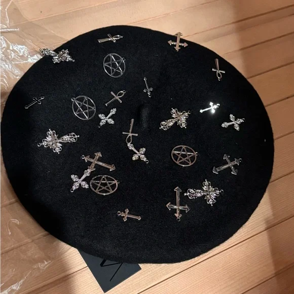 Dolls Kill | Accessories | Chic Black Beret With Silver 